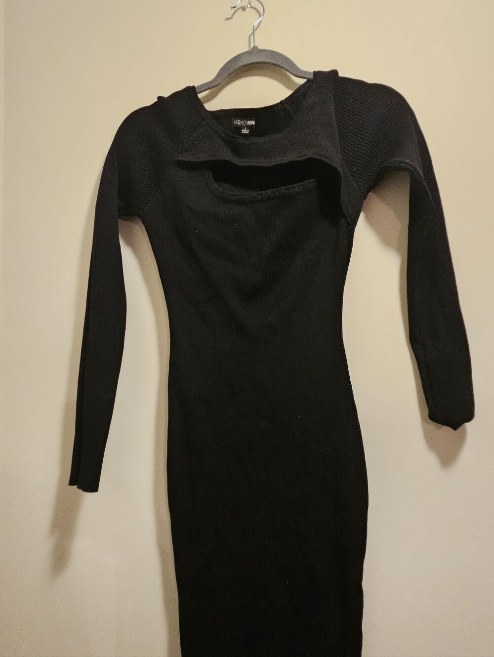 Fashion Nova Black Cutout Ribbed Knit Dress
